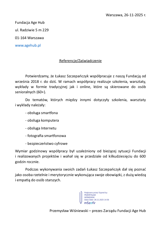 Certyfikat lub rekomendacja: rekomendacja4